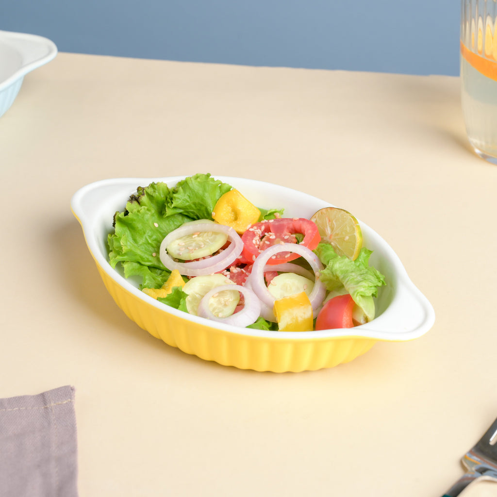 Sunny Side Up Oval Baking Plate 6 Inch Nestasia