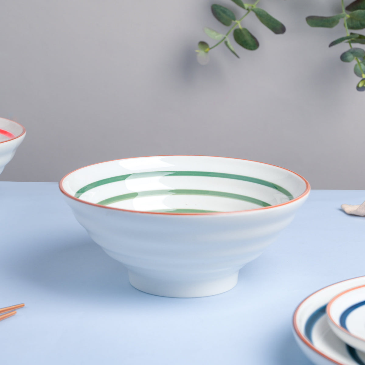 Green Illusion Ceramic Serving Bowl Nestasia