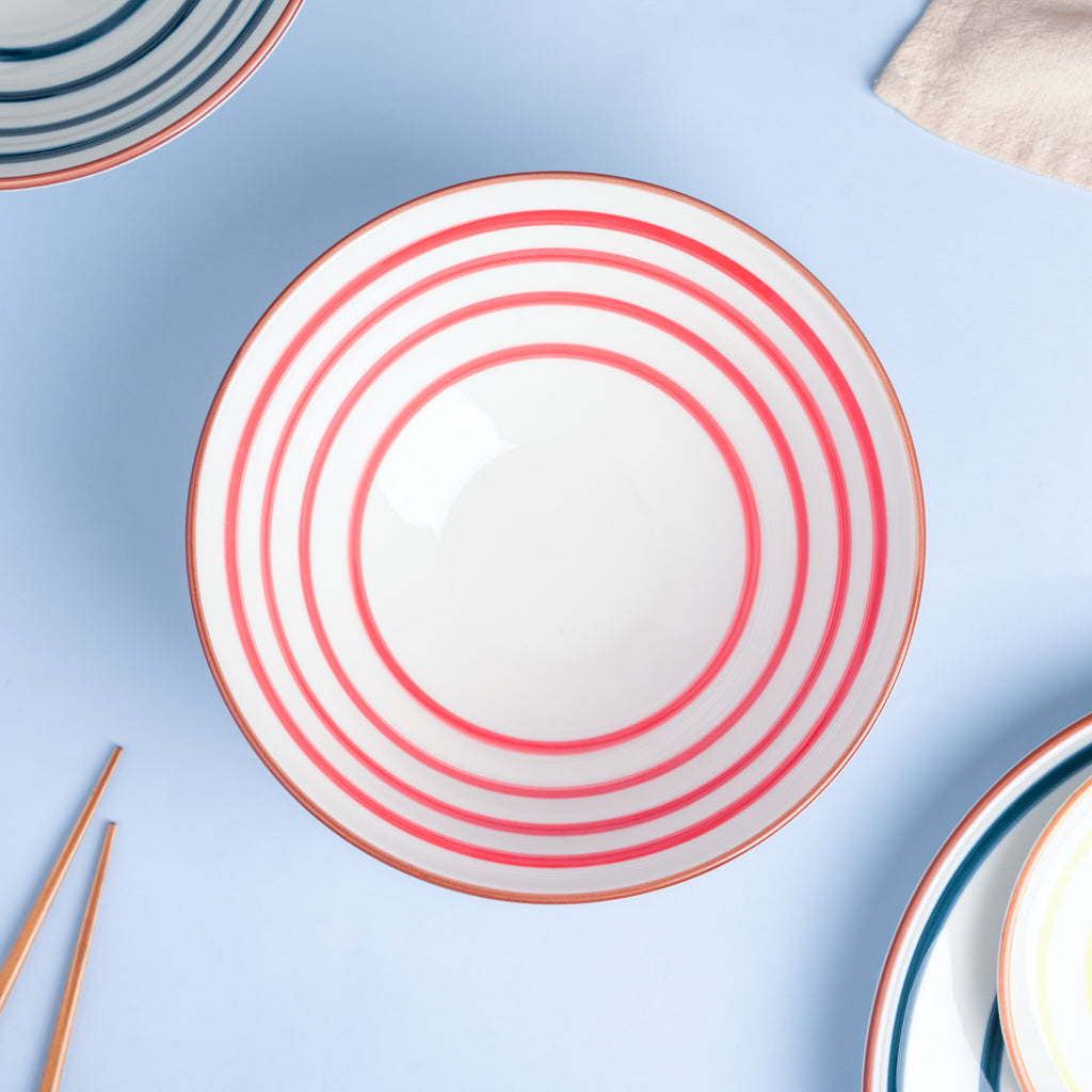 Spiral Red 22 Piece Dinner Set For 6 Nestasia