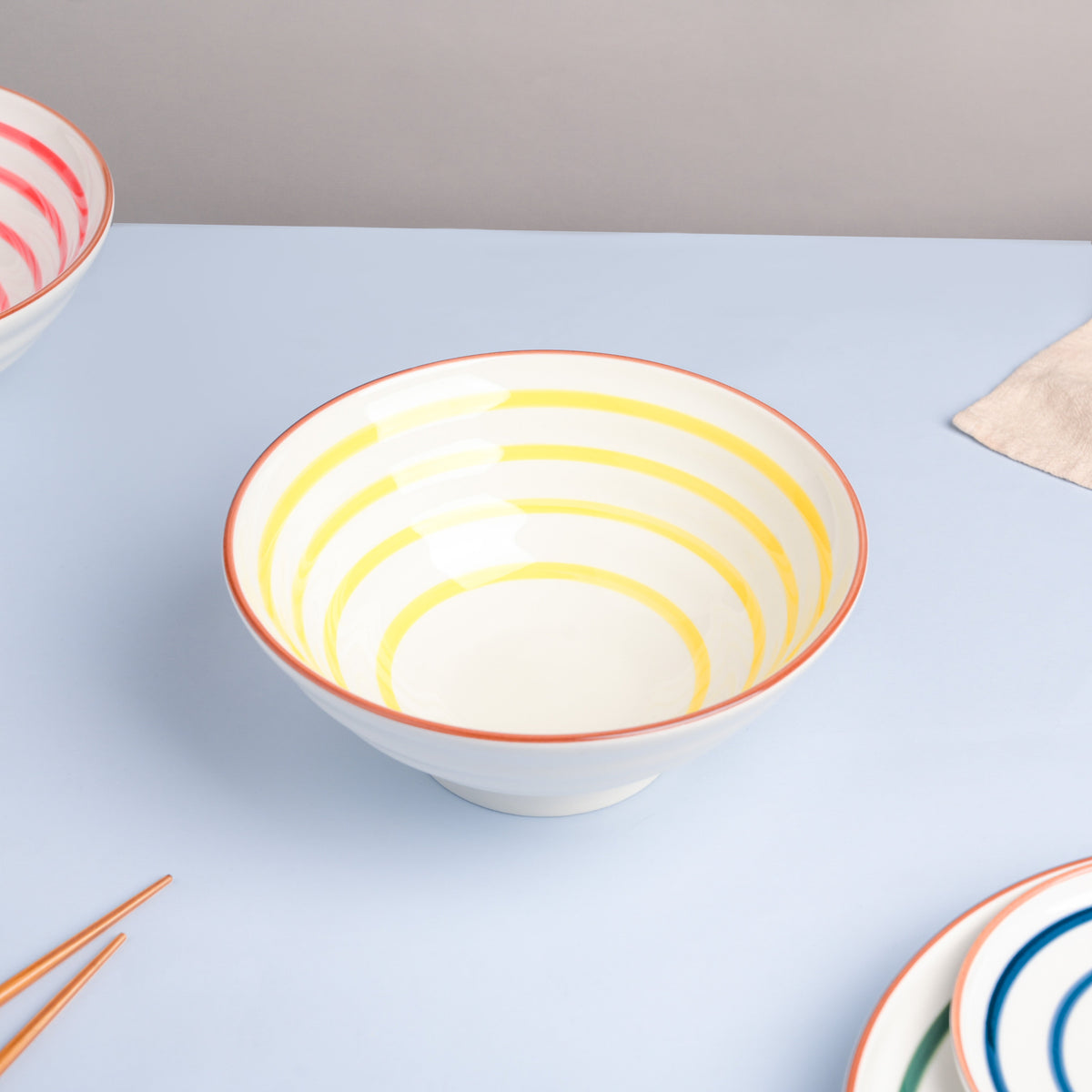 Yellow Illusion Ceramic Serving Bowl Nestasia
