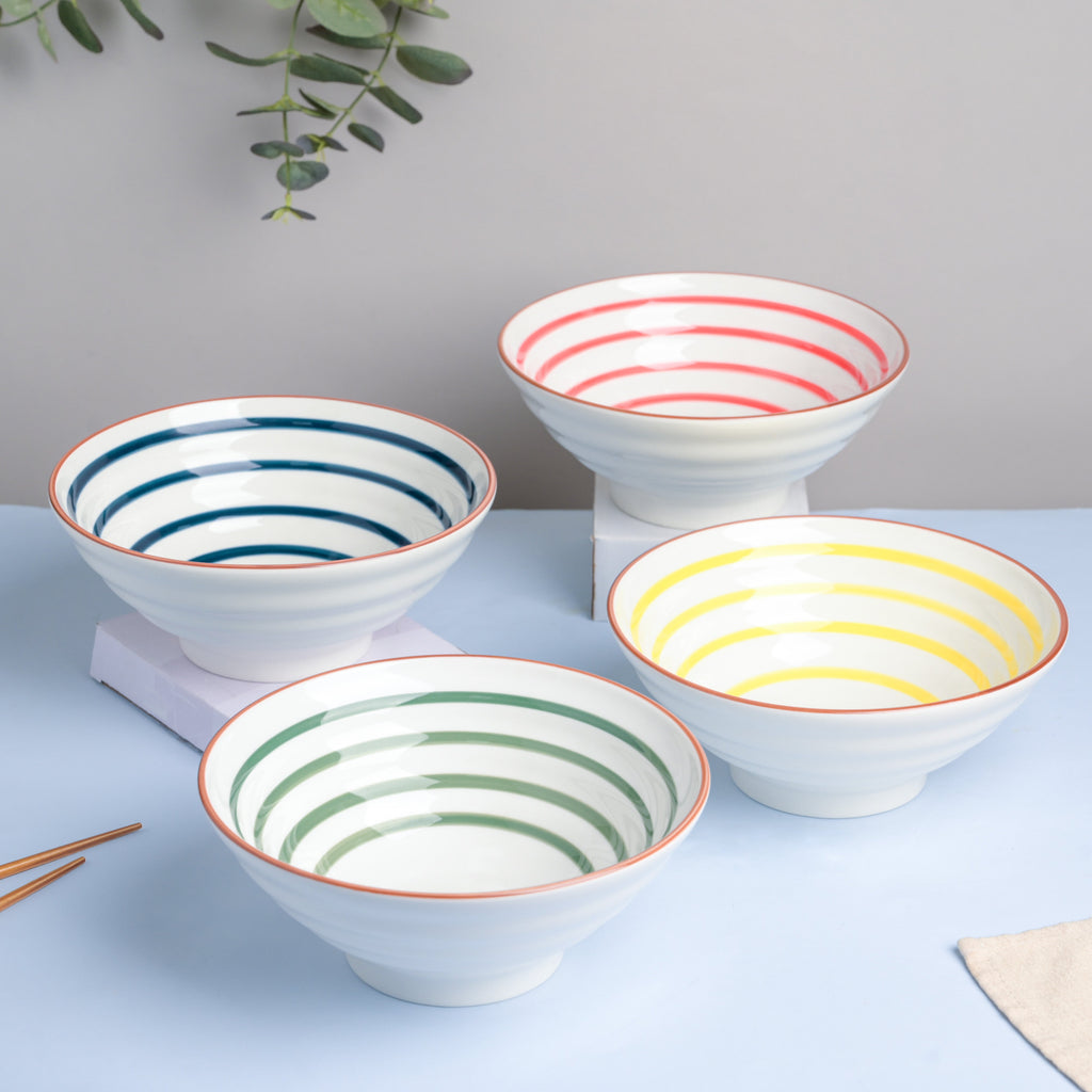 Yellow Illusion Ceramic Serving Bowl Nestasia