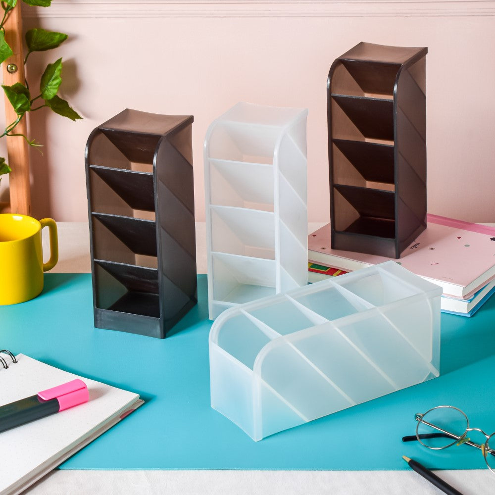 Stationery Table Organiser White Set Of 2 Nestasia