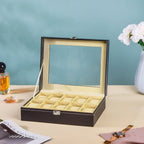Watch Box Holder With 10 Cushioned Slots Black Nestasia