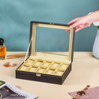 Watch Box Holder With 10 Cushioned Slots Black Nestasia