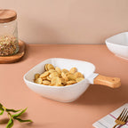 Riona Ceramic Bowl With Wooden Handle White Large Nestasia