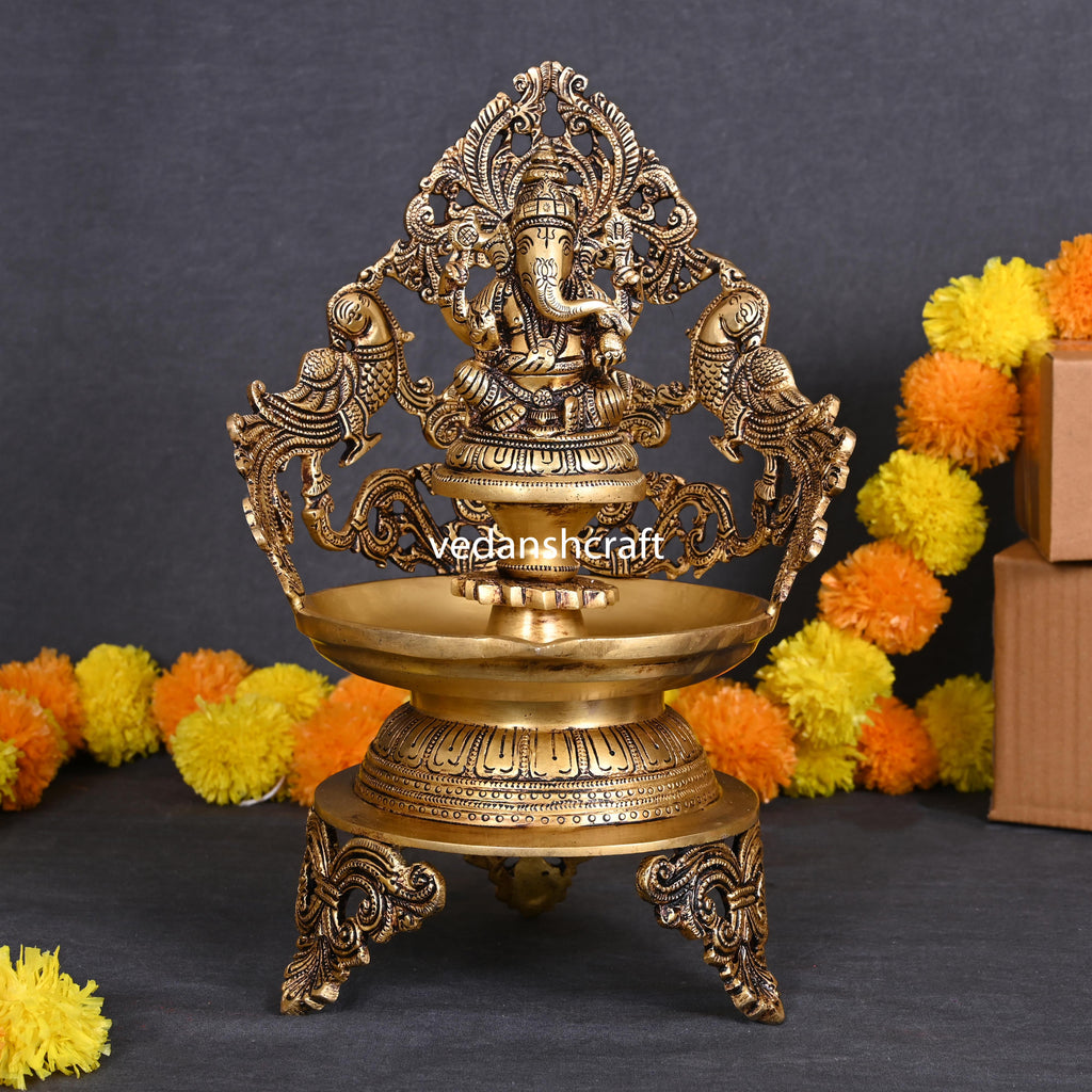 Brass Ganesha Urli/Diya (13.5 Inch) Vedansh Craft