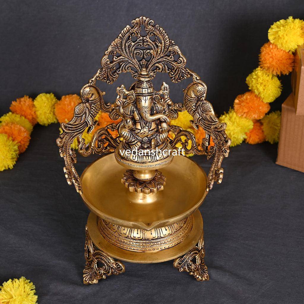 Brass Ganesha Urli/Diya (13.5 Inch) Vedansh Craft