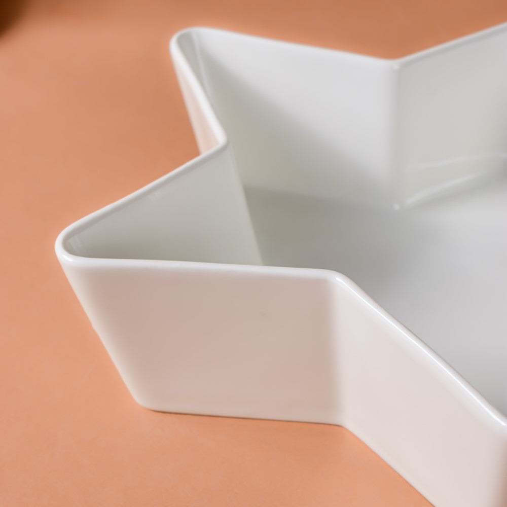 Riona Star Ceramic Fruit Bowl White Large 600 ml Nestasia