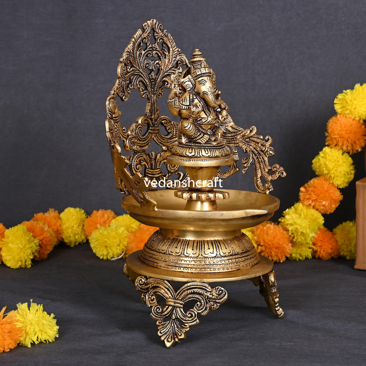 Brass Ganesha Urli/Diya (13.5 Inch) Vedansh Craft
