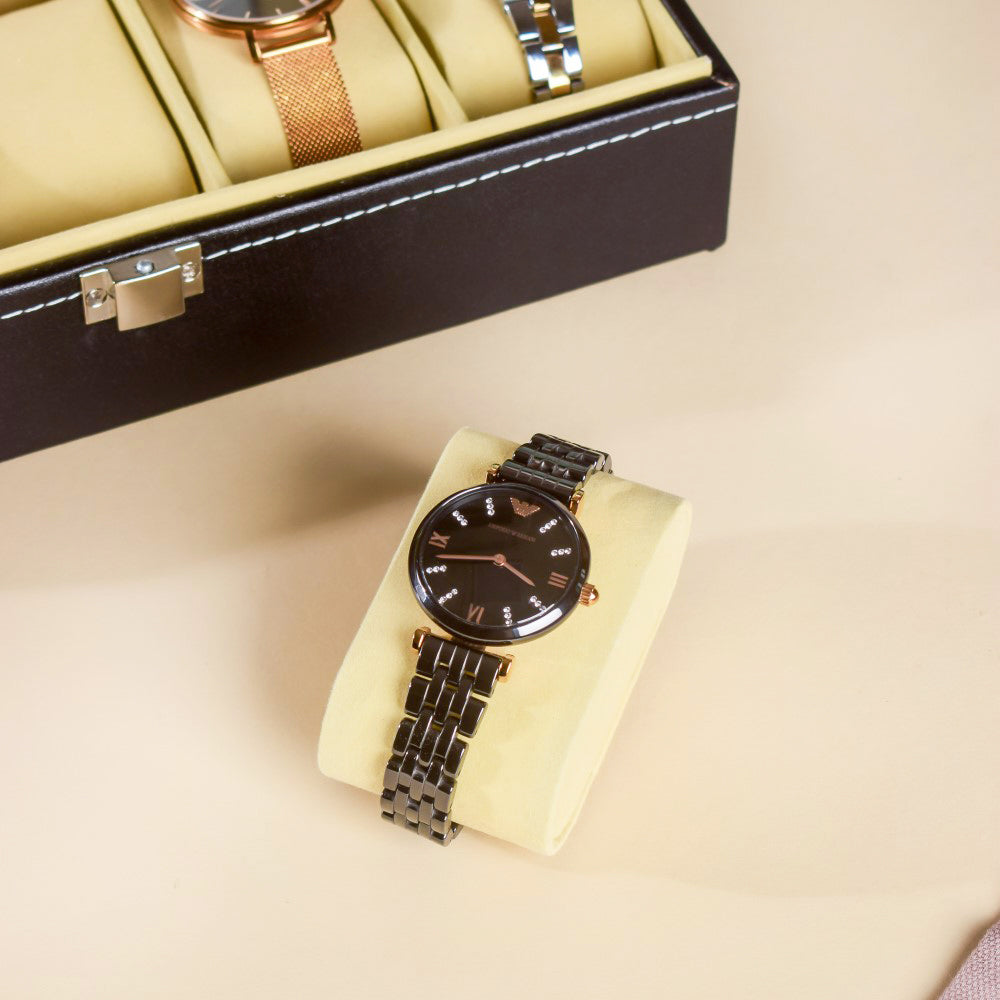 Watch Box Holder With 10 Cushioned Slots Black Nestasia