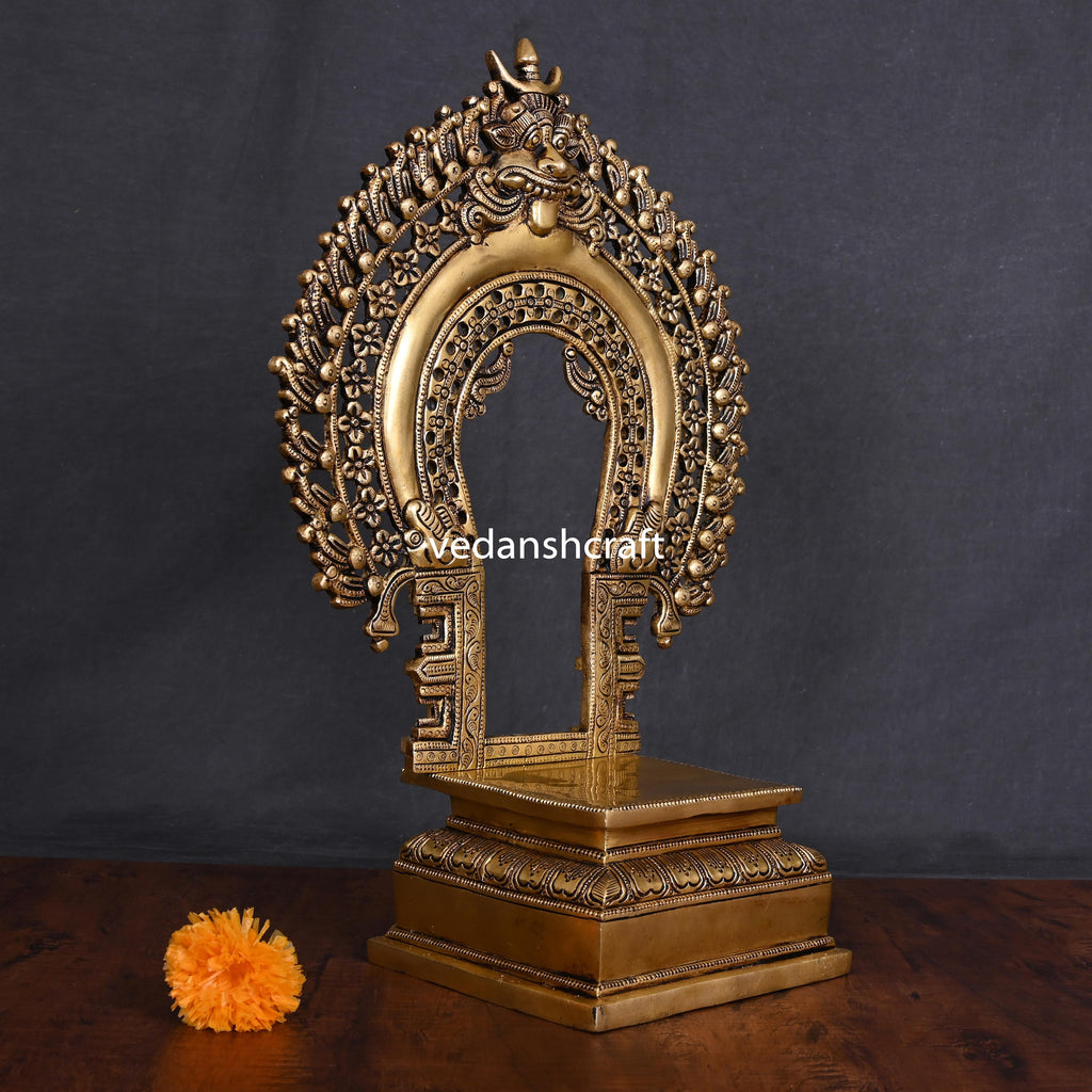 Brass Singhasan With Prabhavali Craft (18 Inch) Vedansh Craft