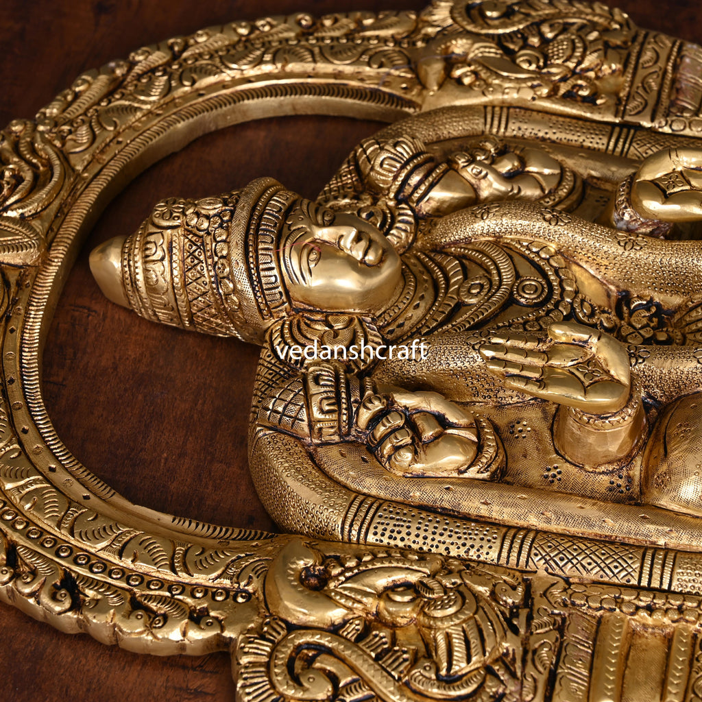 Brass Goddess Padmavati Wall Hanging In Frame (20 Inch) Vedansh Craft