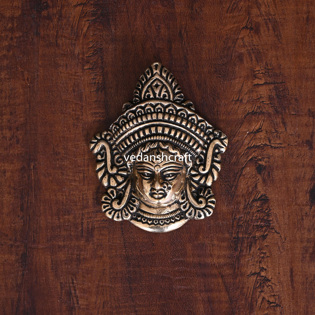Brass Durga Face Wall Hanging Idol (4 Inch) Vedansh Craft