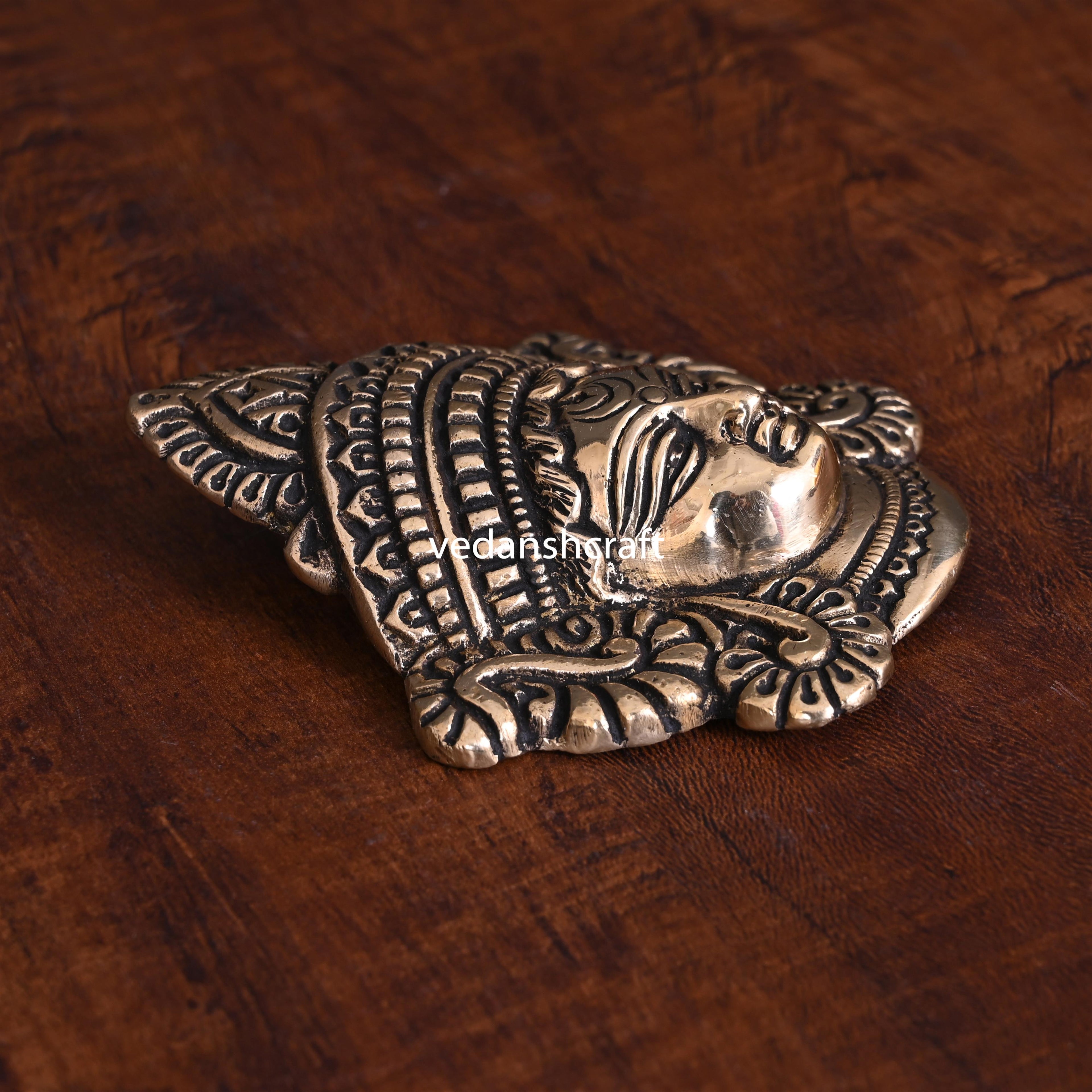Brass Durga Face Wall Hanging Idol (4 Inch) Vedansh Craft