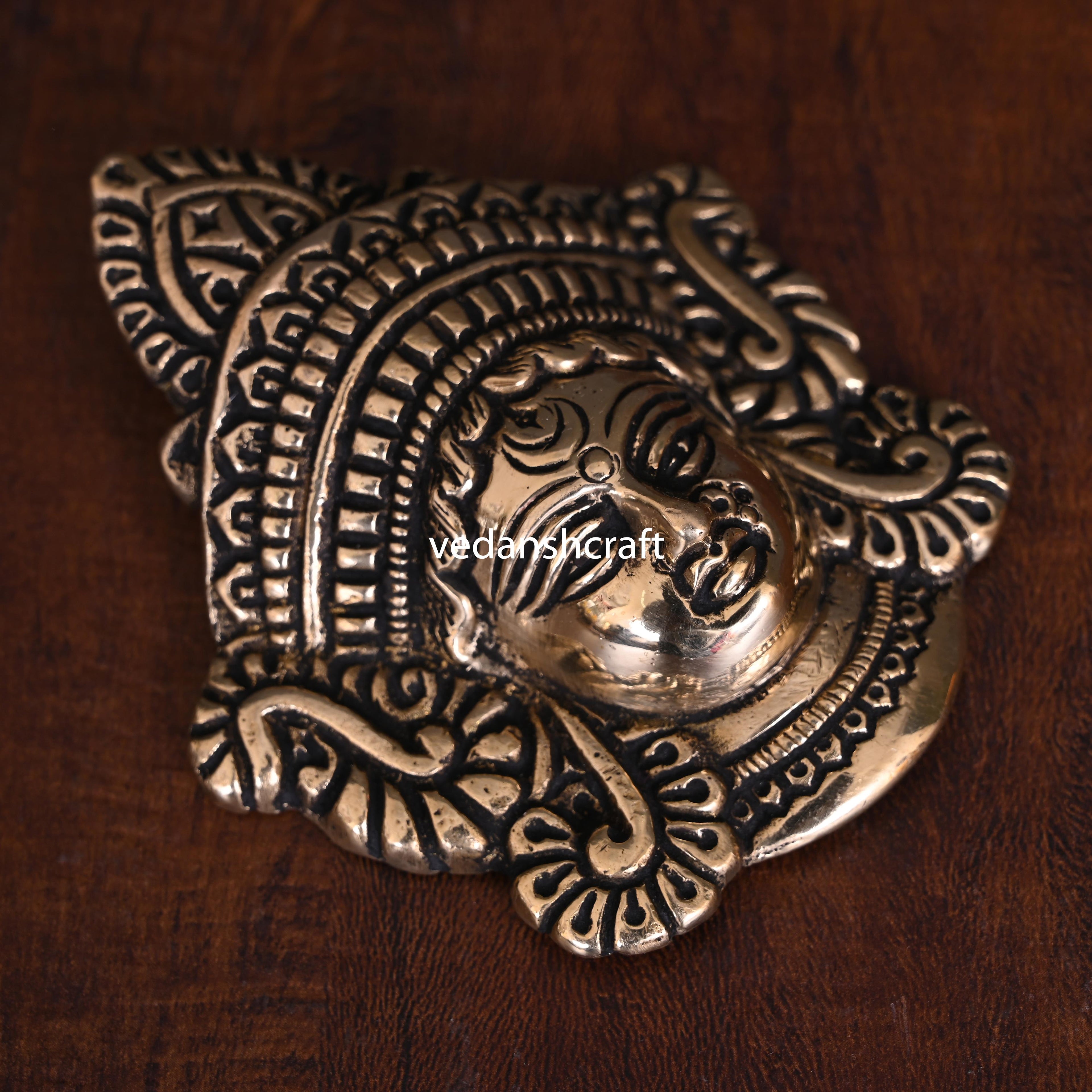 Brass Durga Face Wall Hanging Idol (4 Inch) Vedansh Craft