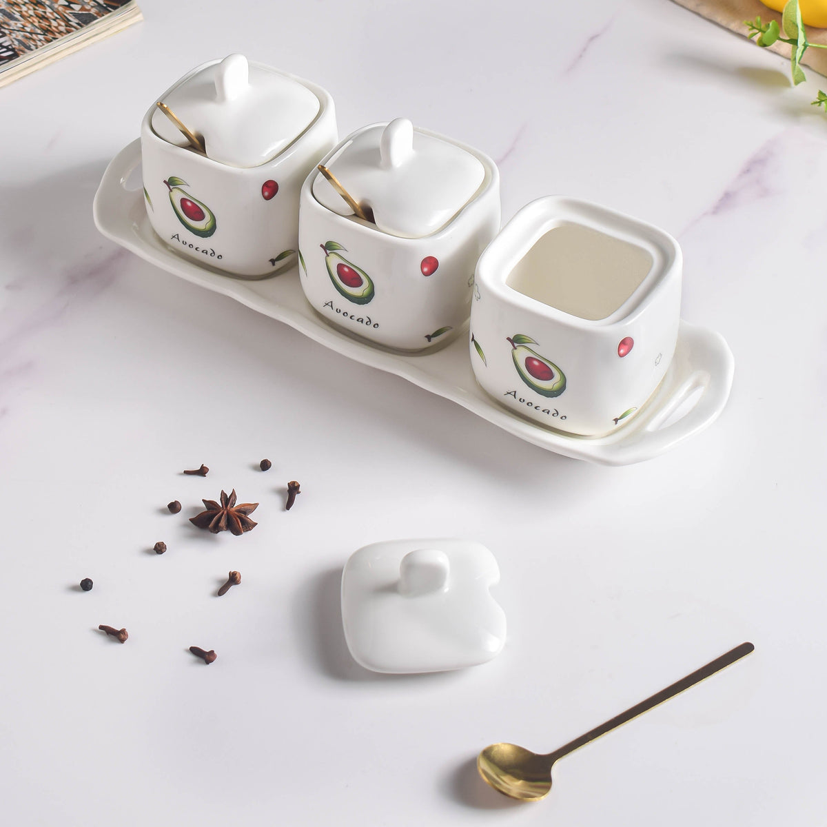 Avocado Spice Jar Set Of 3 Nestasia