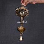 Brass Ganesha Face With Diya & Bell Wall Hanging (10 Inch) Vedansh Craft