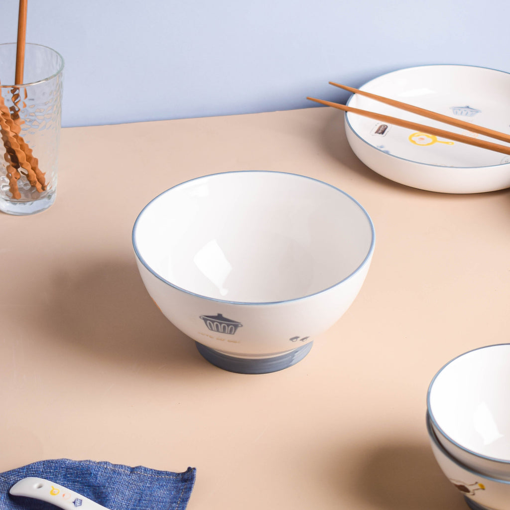 Patterned Soup Bowl Set For 4 Nestasia