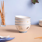 Patterned Soup Bowl Set For 4 Nestasia