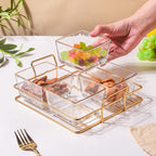 Gold Rim Crystal Bowls Tray Set Of 5 200ml Nestasia
