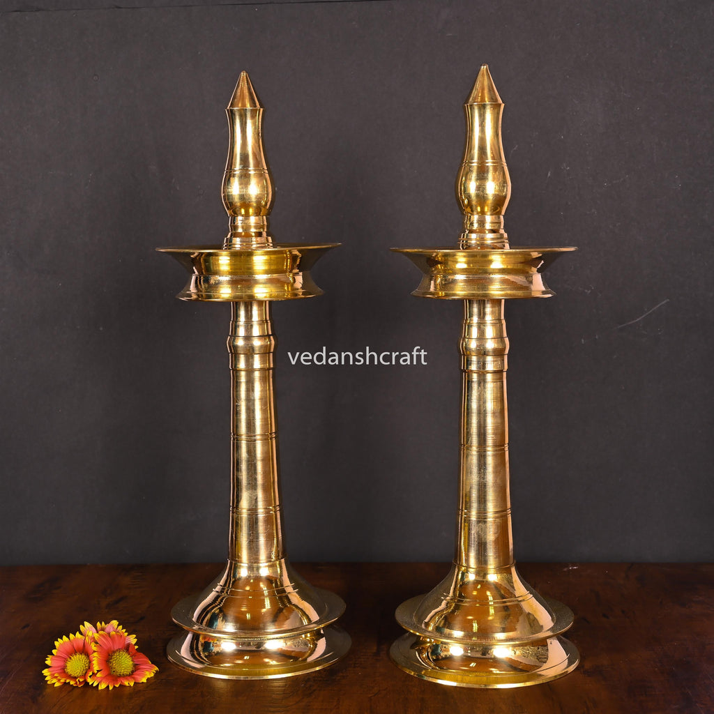Brass Traditional Samai/Lamp Pair (11.5 Inch) Vedansh Craft