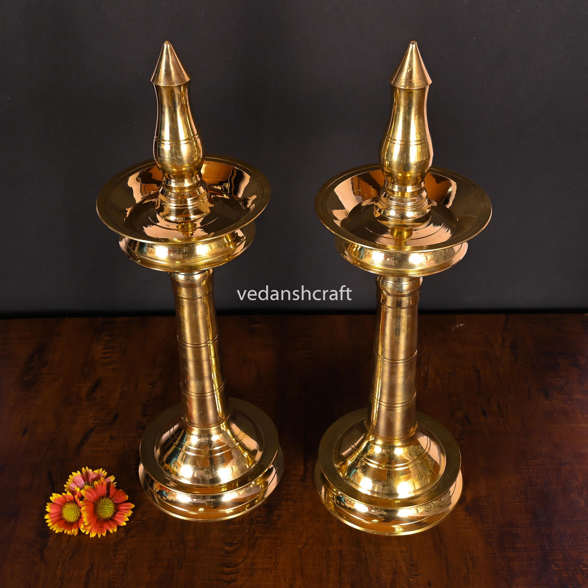 Brass Traditional Samai/Lamp Pair (11.5 Inch) Vedansh Craft
