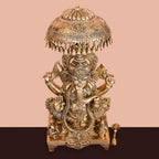 Brass Sitting Ganesha On Throne Statue (42.5 Inch) Vedansh Craft