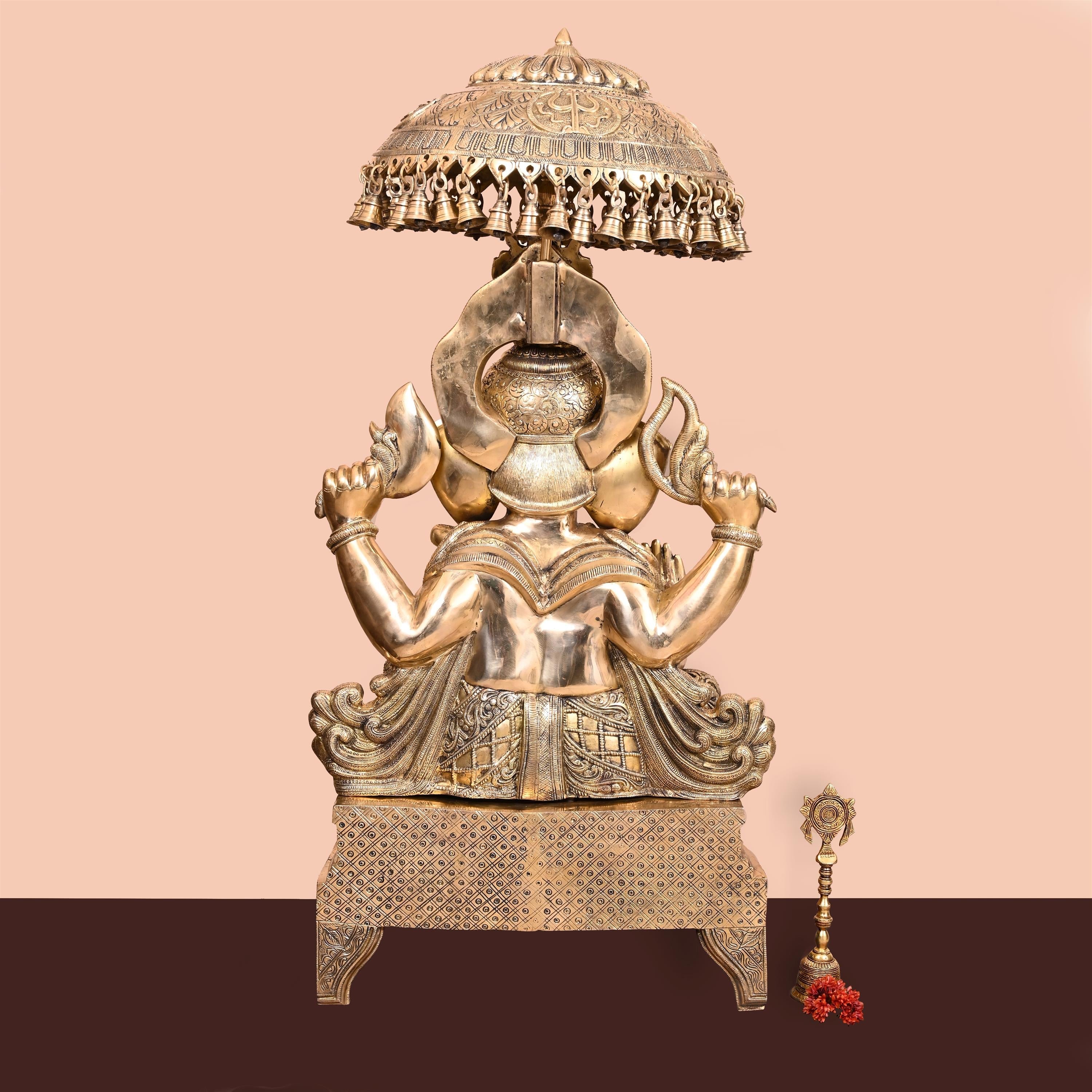 Brass Sitting Ganesha On Throne Statue (42.5 Inch) Vedansh Craft