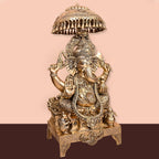 Brass Sitting Ganesha On Throne Statue (42.5 Inch) Vedansh Craft