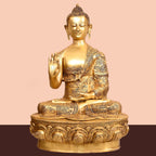 Brass Handcarved Blessing Buddha (33 Inch) Vedansh Craft