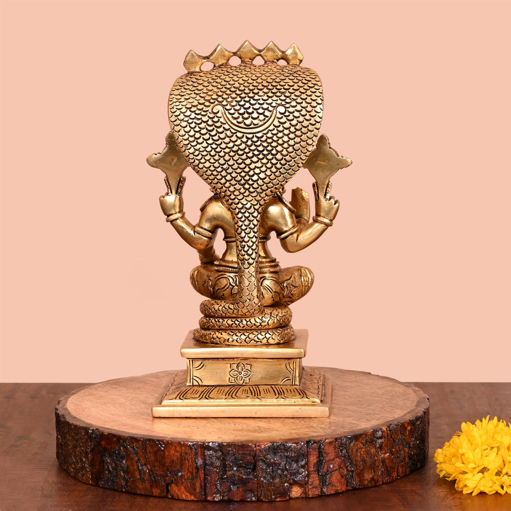 Brass Superfine Sitting Lord Vishnu Idol (9.2 Inch) Vedansh Craft