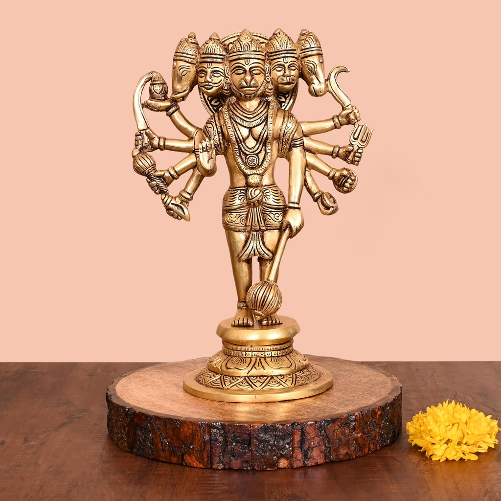 Brass Panchmukhi Standing Hanuman Idol (11.8 Inch) Vedansh Craft