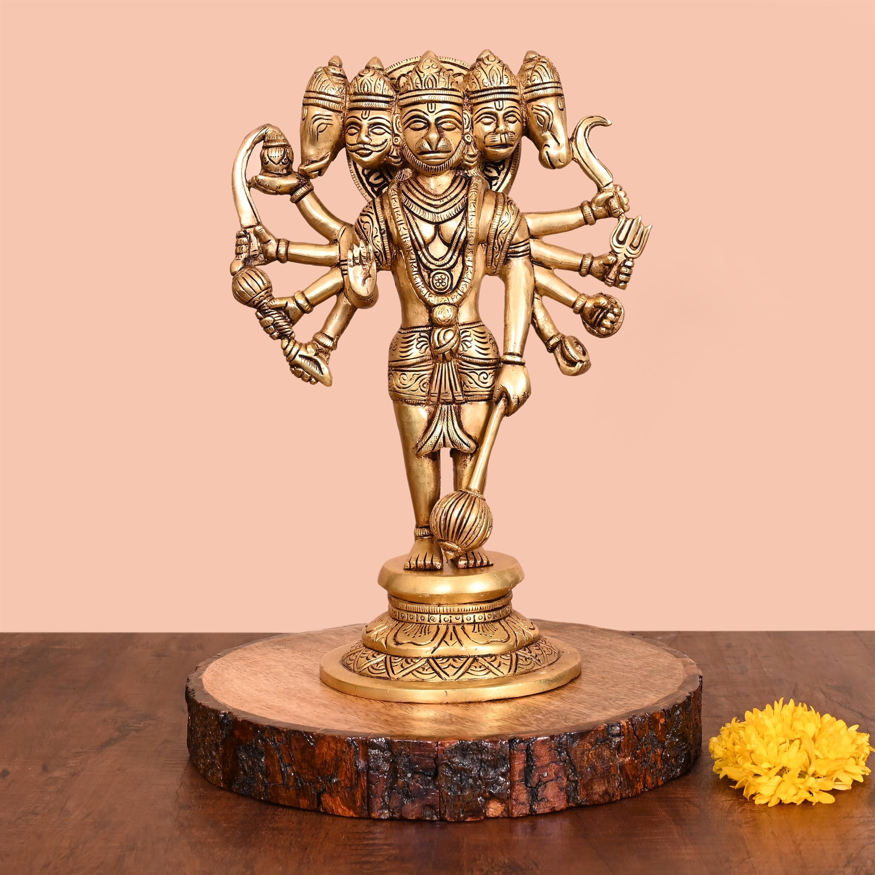 Brass Panchmukhi Standing Hanuman Idol (11.8 Inch) Vedansh Craft
