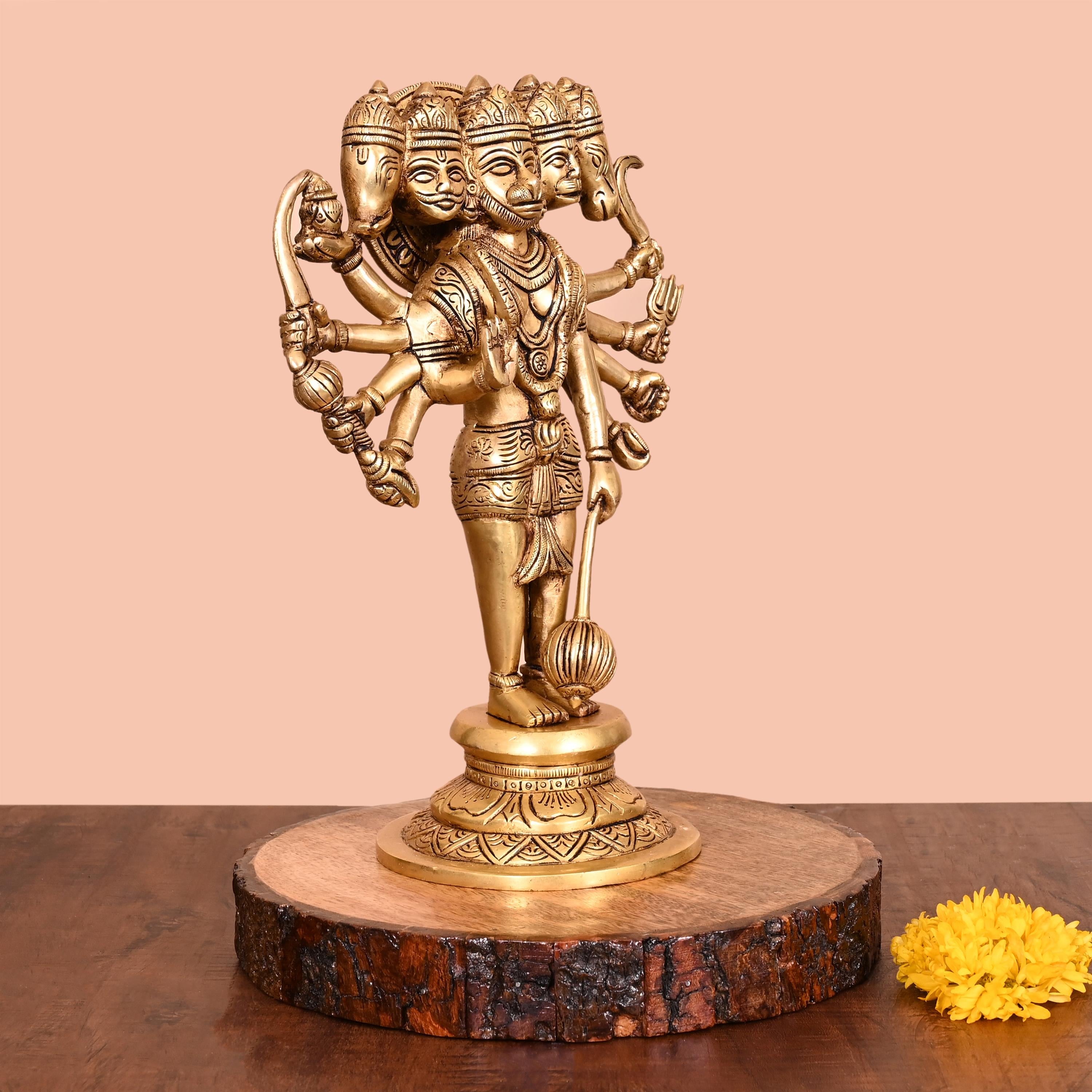 Brass Panchmukhi Standing Hanuman Idol (11.8 Inch) Vedansh Craft