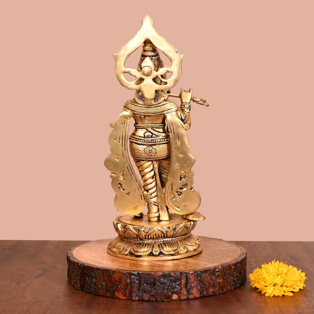 Brass Lord Standing Krishna Idol (12.5 Inch) Vedansh Craft