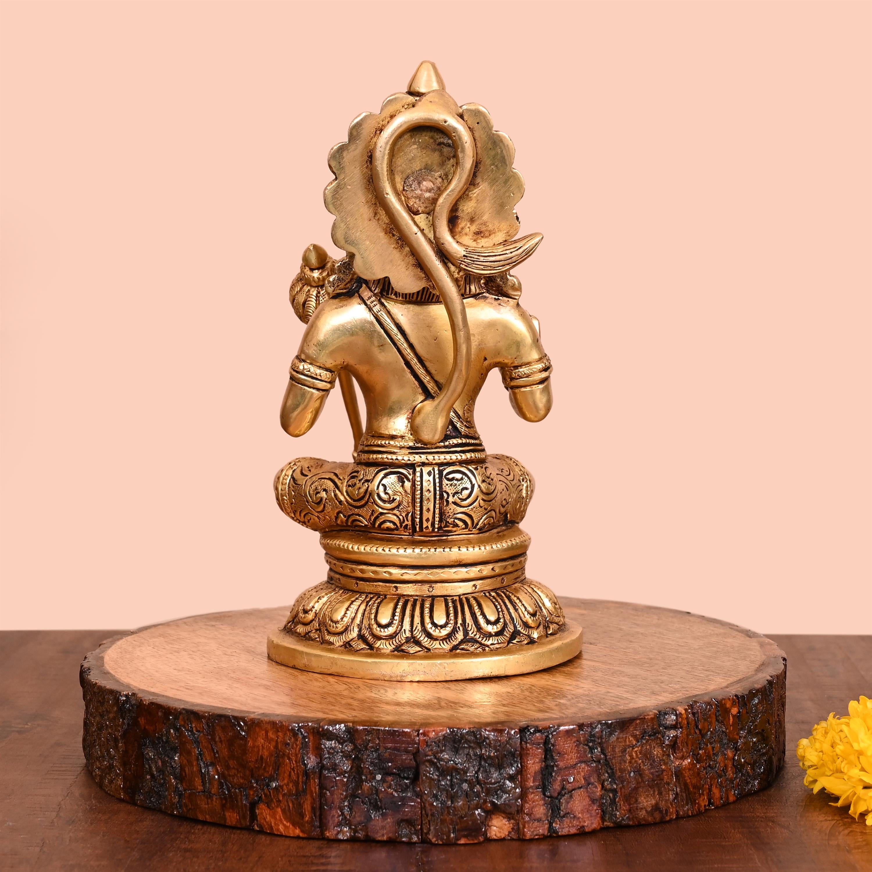 Brass Sitting Hanuman Idol (8 Inch) Vedansh Craft