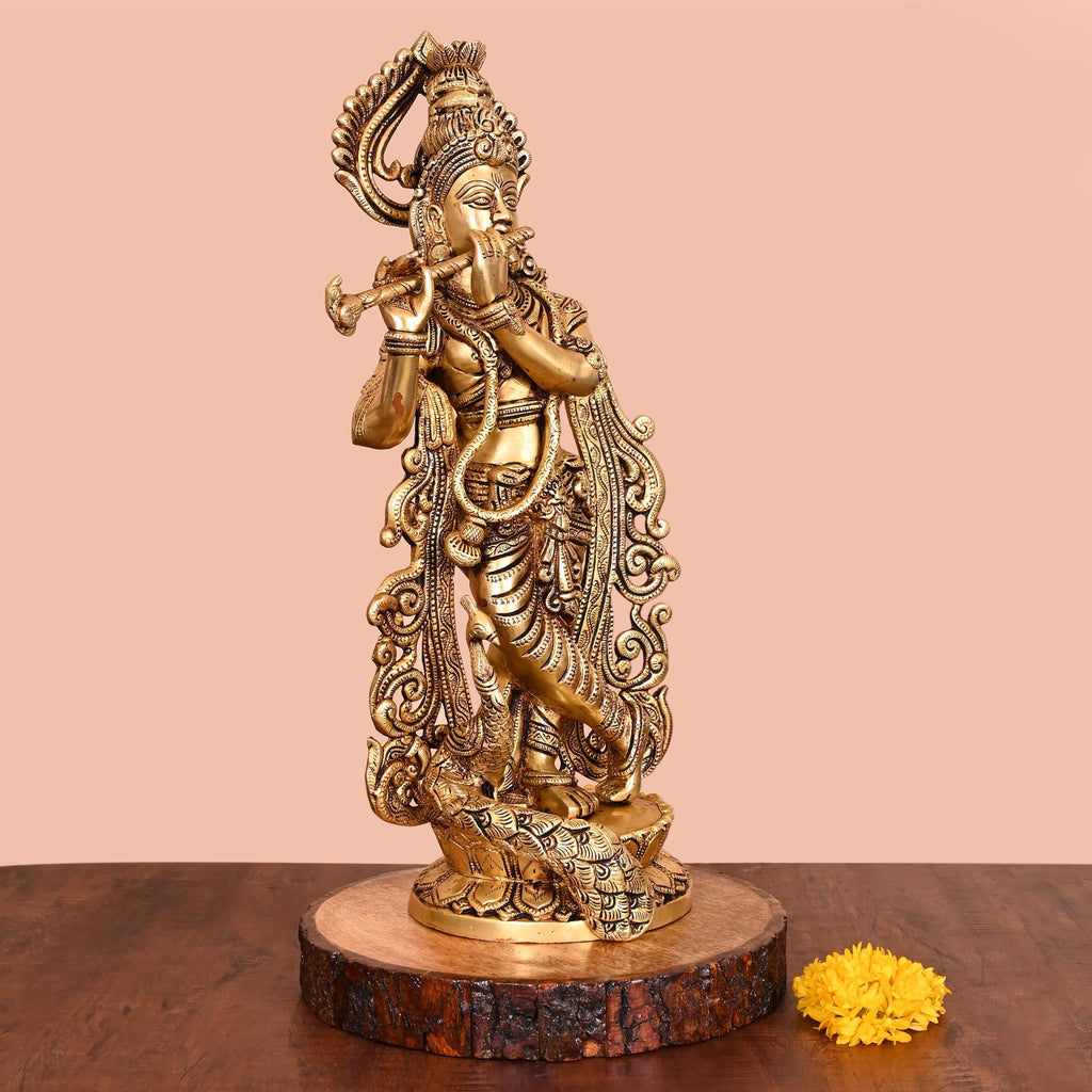 Brass Standing Lord Krishna Statue (18 Inch) Vedansh Craft