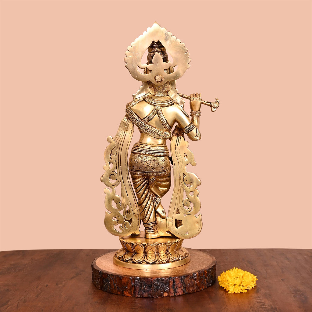 Brass Standing Lord Krishna Statue (18 Inch) Vedansh Craft