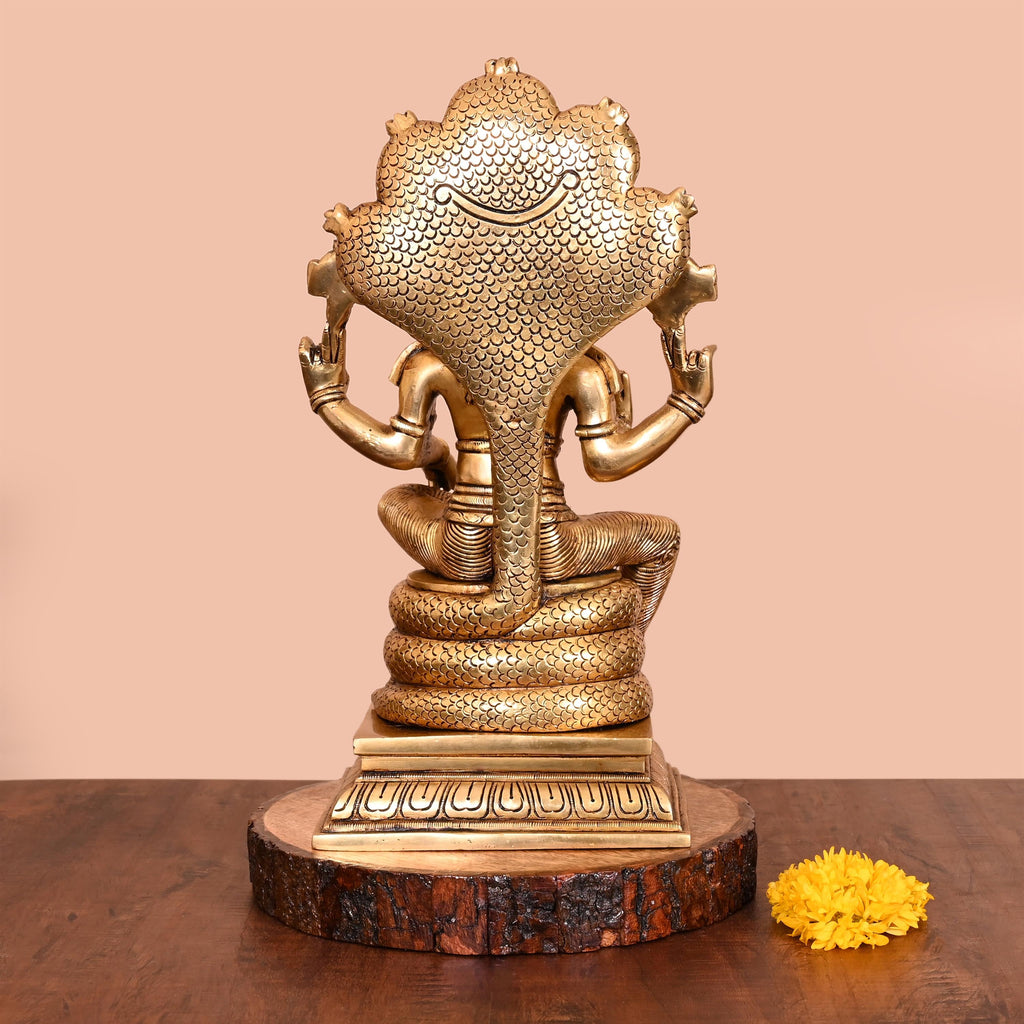 Brass Superfine Sitting Lord Vishnu Idol (14 Inch) Vedansh Craft