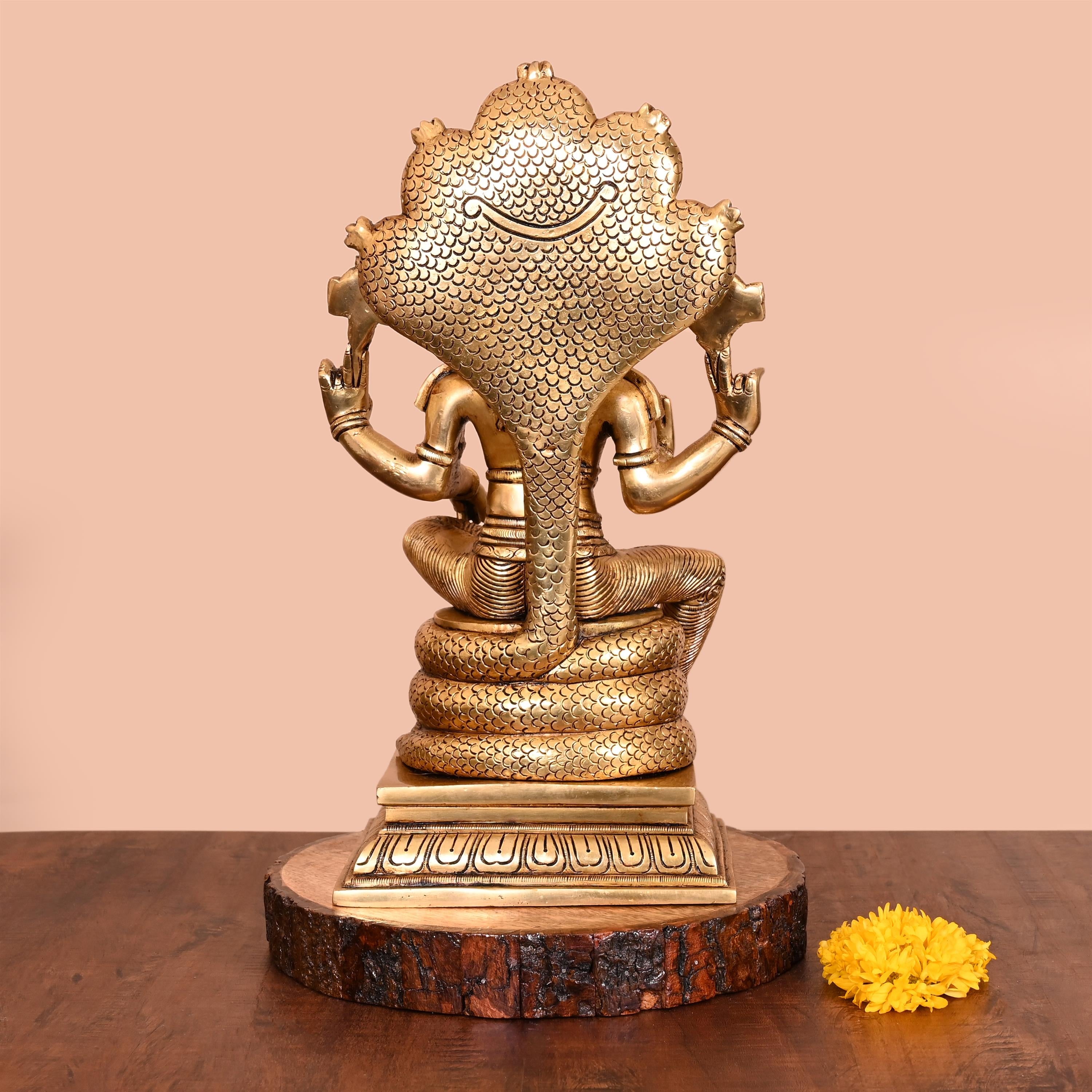 Brass Superfine Sitting Lord Vishnu Idol (14 Inch) Vedansh Craft