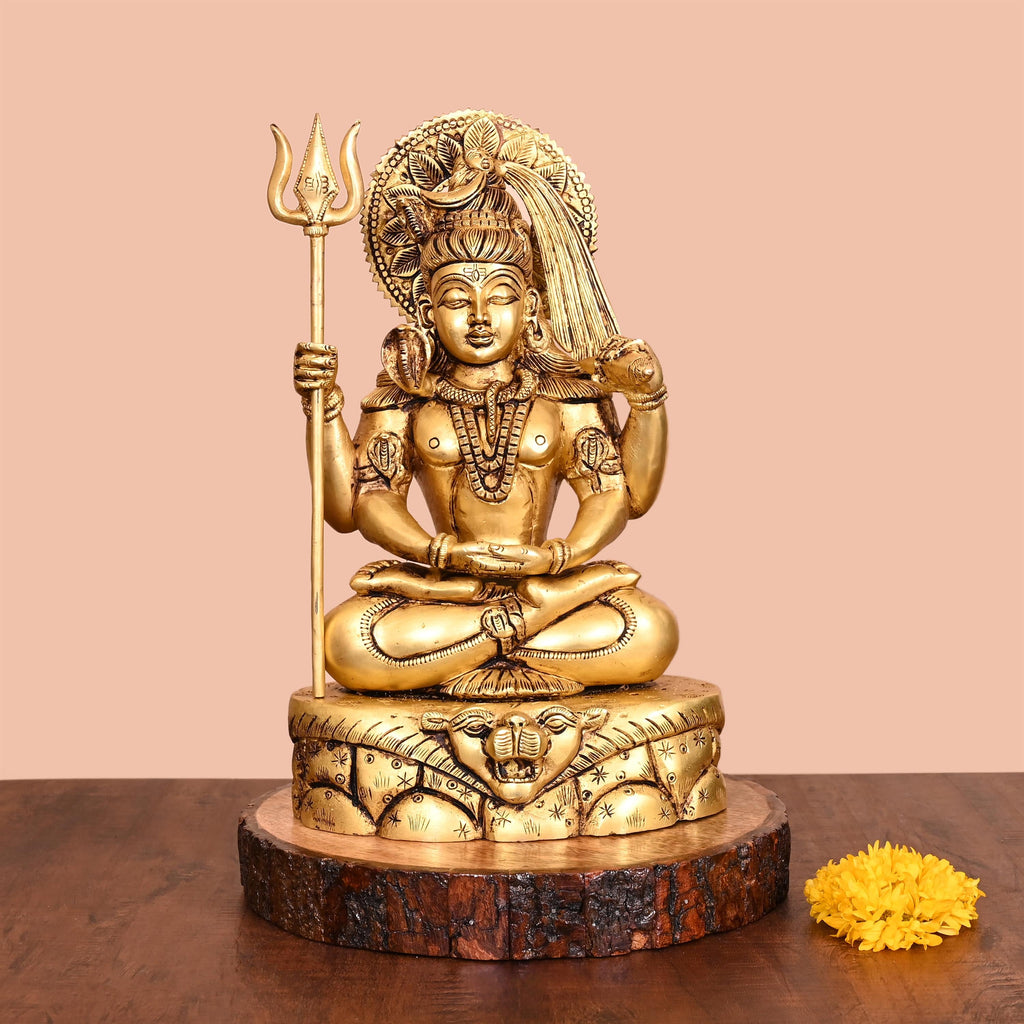 Brass Sitting Lord Shiva Idol (12.5 Inch) Vedansh Craft