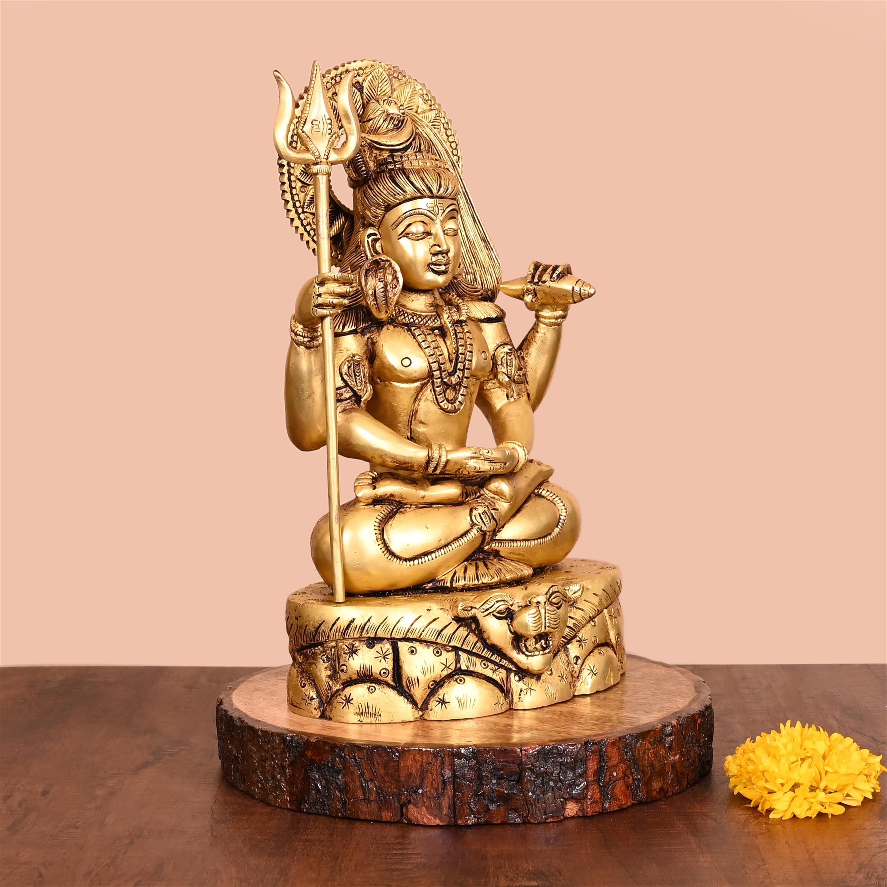 Brass Sitting Lord Shiva Idol (12.5 Inch) Vedansh Craft