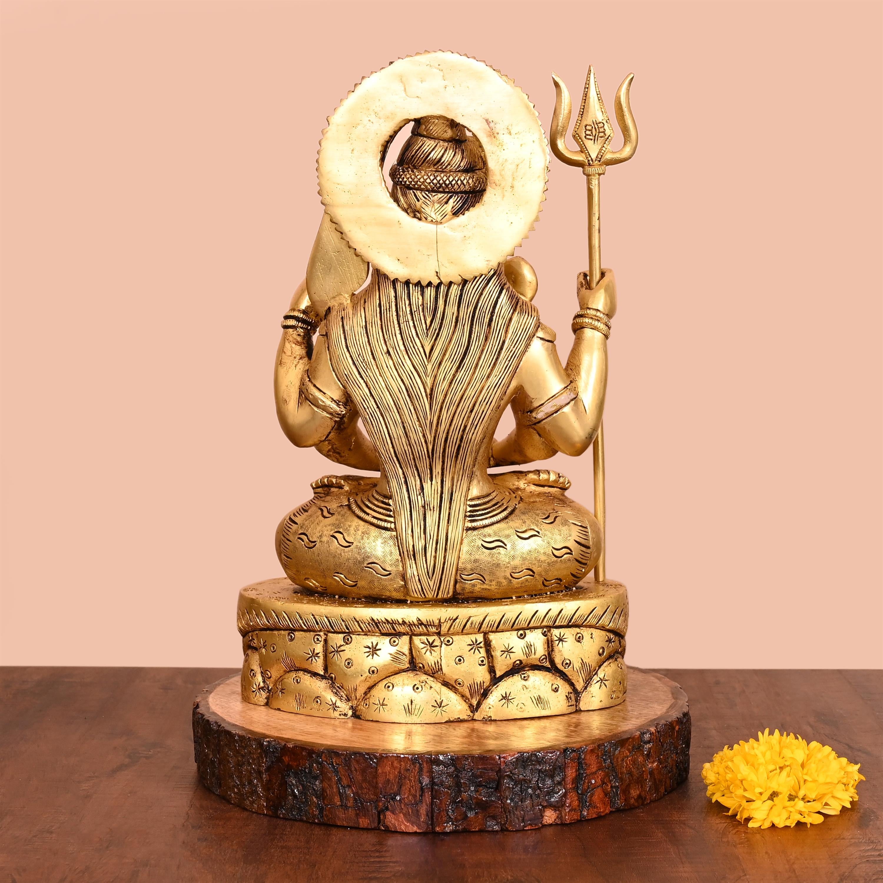 Brass Sitting Lord Shiva Idol (12.5 Inch) Vedansh Craft
