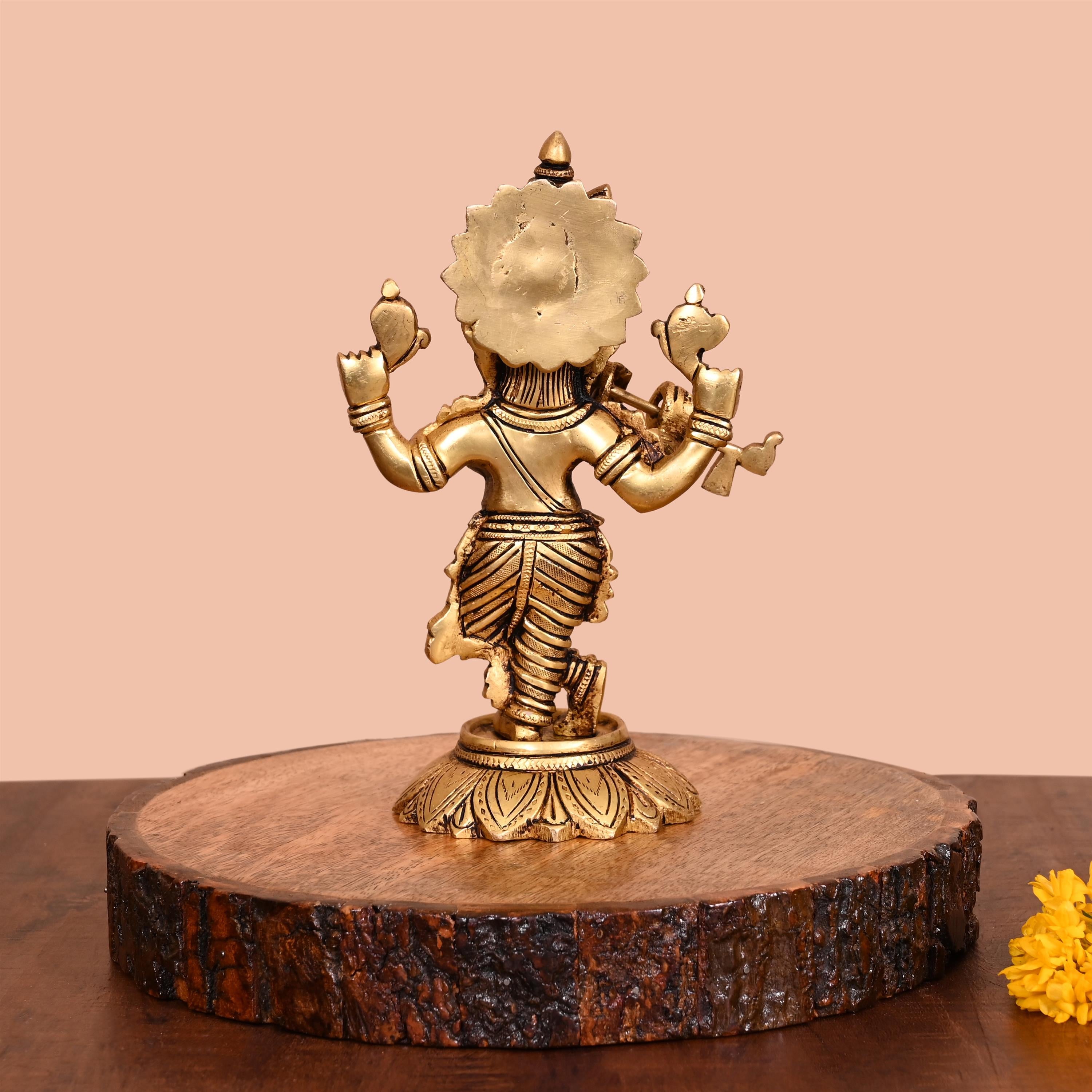 Brass Murli Standing Ganesha Idol (7.5 Inch) Vedansh Craft
