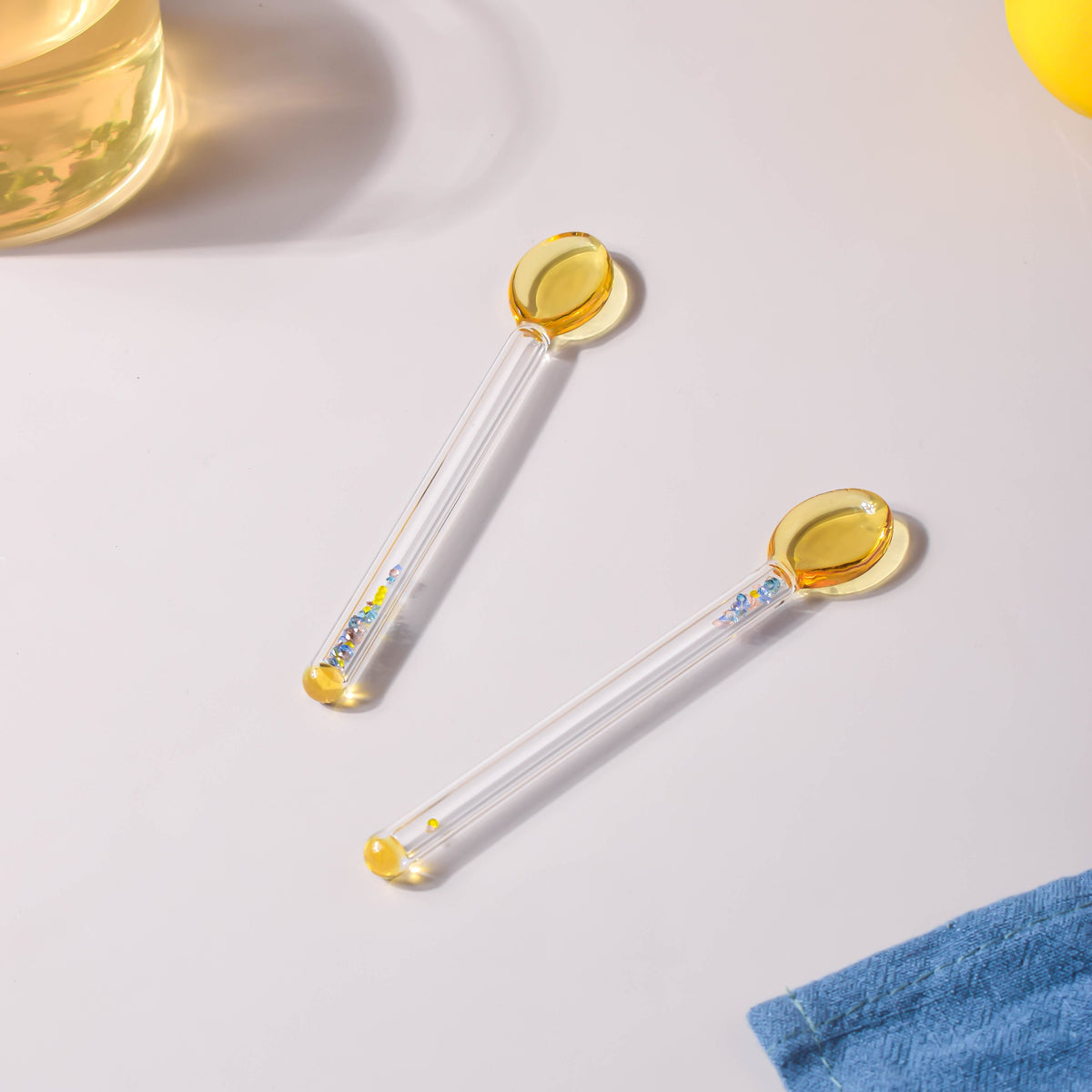 Glass Tea Spoon Set of 2 Yellow Nestasia