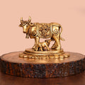 Brass Kamdhenu Cow With Calf Idol (4.5 Inch)