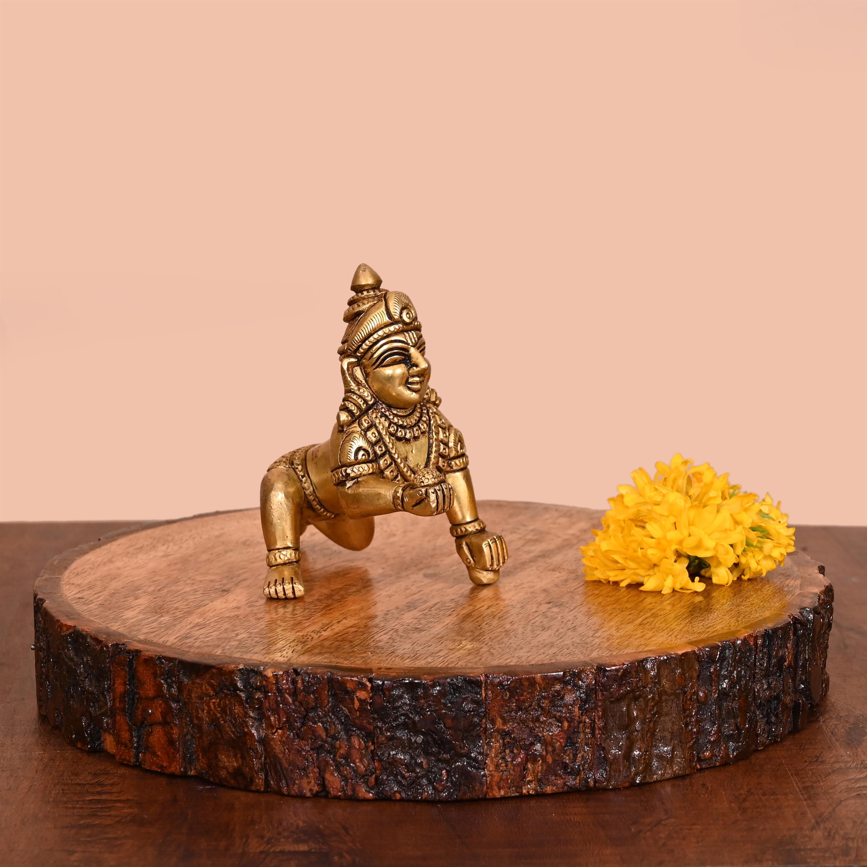 Brass Superfine Laddu Gopal Idol (4 Inch) Vedansh Craft