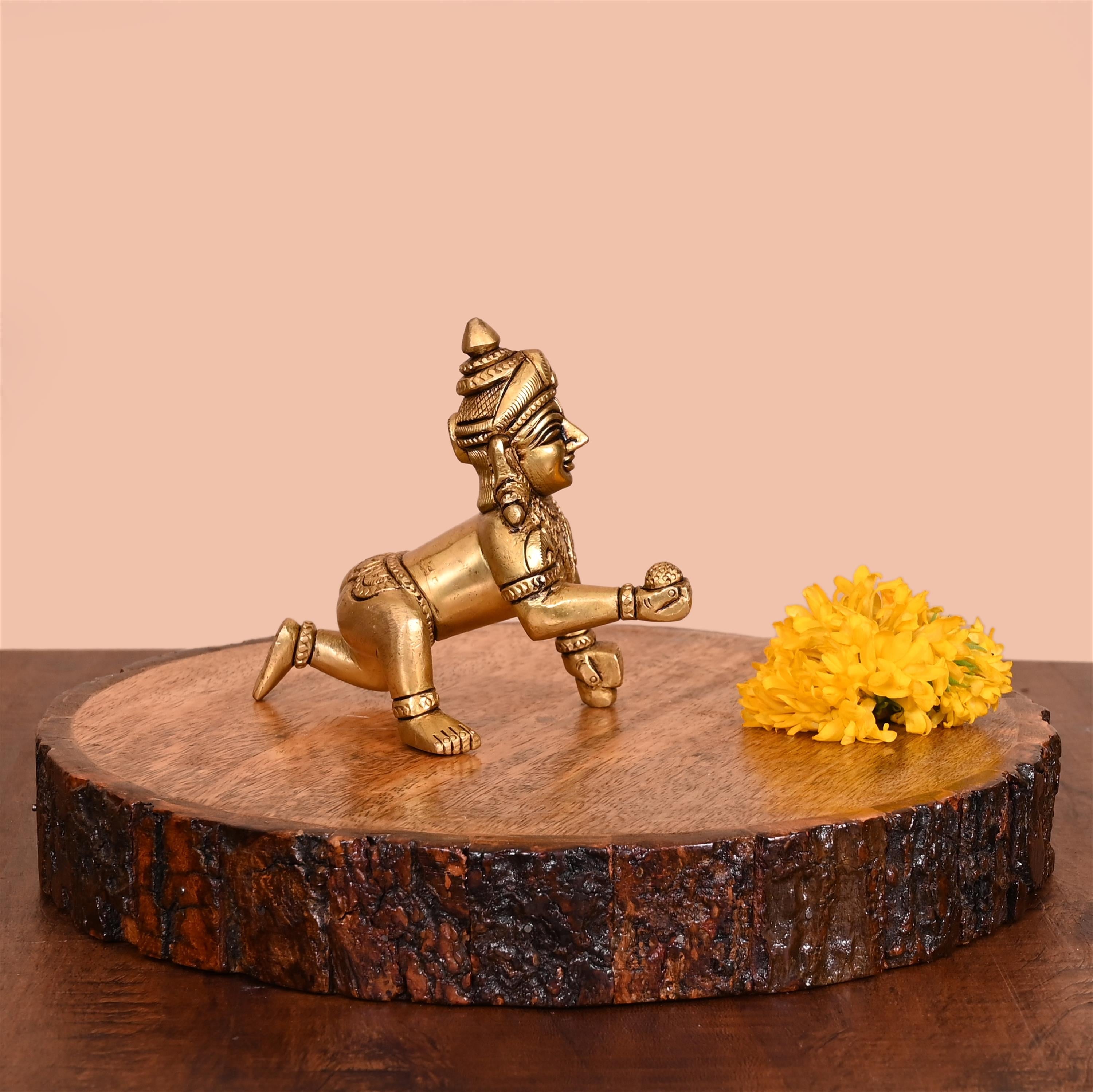 Brass Superfine Laddu Gopal Idol (4 Inch) Vedansh Craft