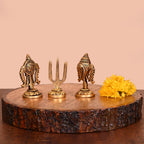 Brass Shankh Chakra And Namah Decor Set (3 Inch) Vedansh Craft