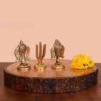Brass Shankh Chakra And Namah Decor Set (3 Inch) Vedansh Craft